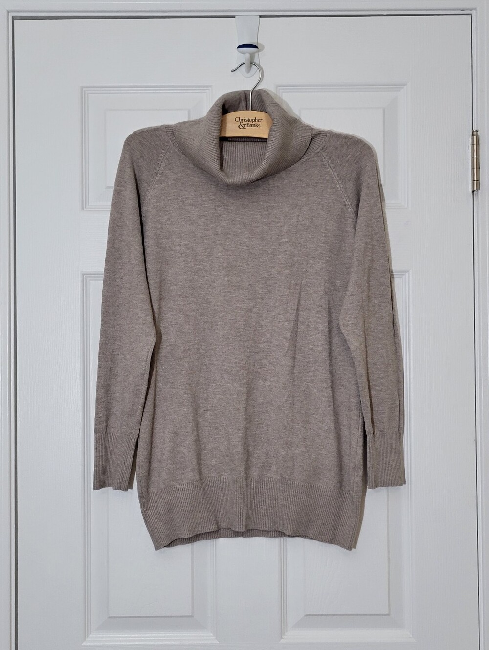 Super Soft Oatmeal Wool Blend Turtleneck Sweater Size Large L
